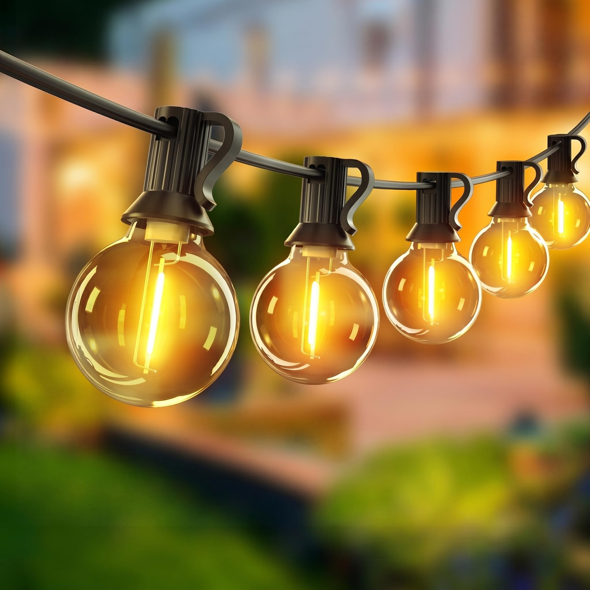 10m Outdoor Fairy Lights with Remote & Timer, Dimmable G40 LED 1 Pack-15M