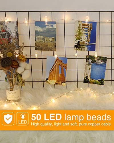 Lichterkette mit Klammern für Fotos 5M 50LED Foto Batteriebetriebene Fotoclips für Wohnzimmer, Weihnachten, Hochzeiten, Party Bilder Aufhängen[Energieklasse E] #2