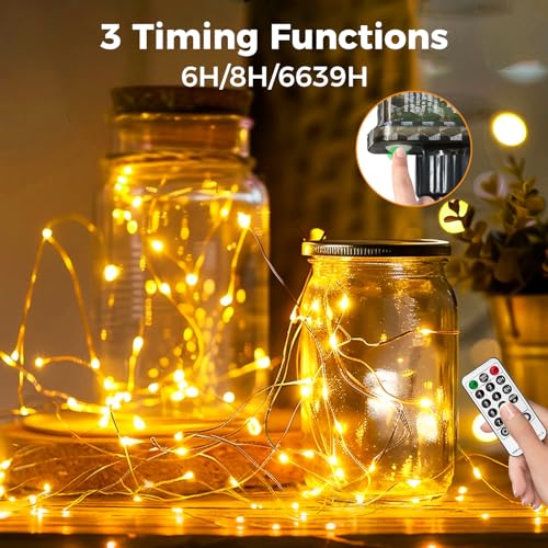 Fairy Lights Plug in with Remote, 33FT 100 LED Outdoor Twinkle Lights Waterproof with Timer, 8 Modes Indoor String Lights for Bedroom Patio Garden Wedding Christmas Decoration, Warm White #2