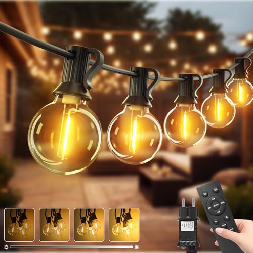 10m Outdoor Fairy Lights with Remote & Timer, Dimmable G40 LED