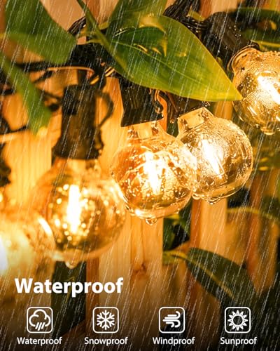 10M Lichterkette Außen mit Fernbedienung & Timer, Dimmbar LED Outdoor Lichterkette Strom, IP44 Wasserdicht Wetterfest Lichterkette Glühbirnen für Garten Terrasse Party Weihnachten, Warmweiß[Ene #2