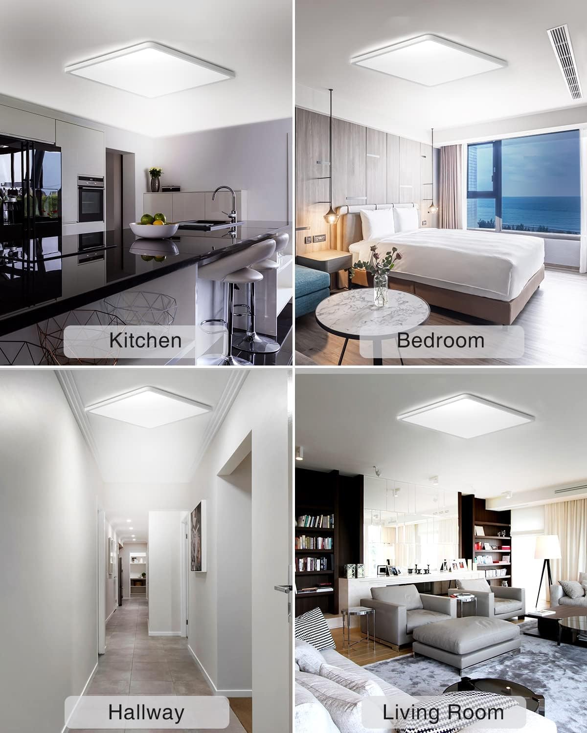 36W 29CM LED Ceiling Lights, 3240LM Waterproof Bathroom Light, Super Bright 6500K Daylight White, Modern Square Flush Mounted Lighting Fixture for Kitchen Hallway Living Room Bedroom Office[Ener #5