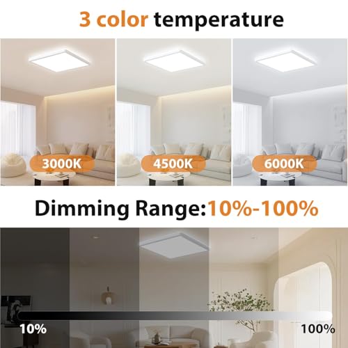 12 Inch RGB Modern Square Ceiling Light with Remote - showing adjustable color temperature (CCT) settings
