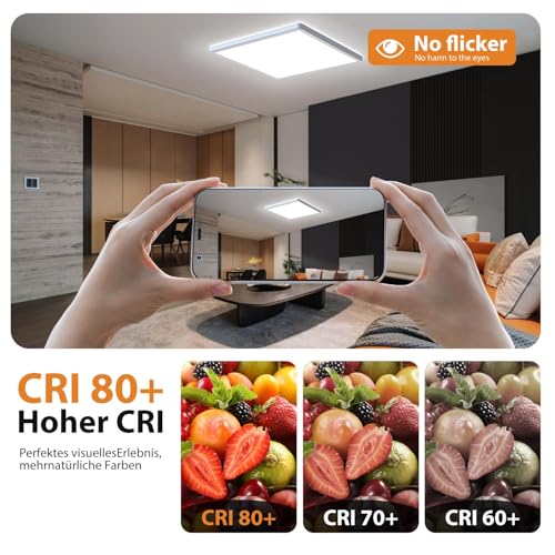 12 Inch RGB Modern Square Ceiling Light with Remote - demonstrating high CRI color rendering
