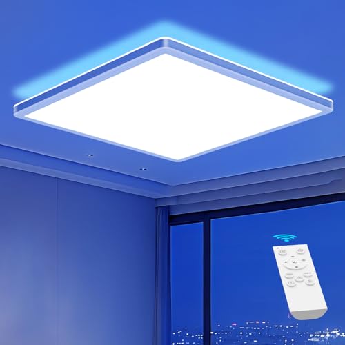 12 Inch RGB Modern Square Ceiling Light with Remote, 24W 3200LM , 3000K Backlight Fixture