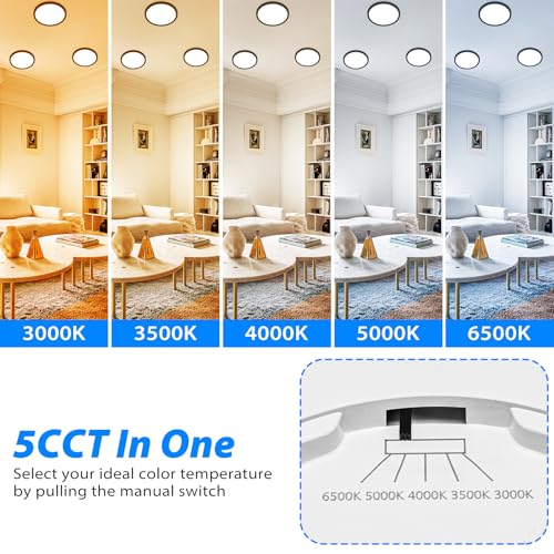 7 inch LED Ceiling Light with adjustable color temperature from 3000K to 6500K and dimmable feature