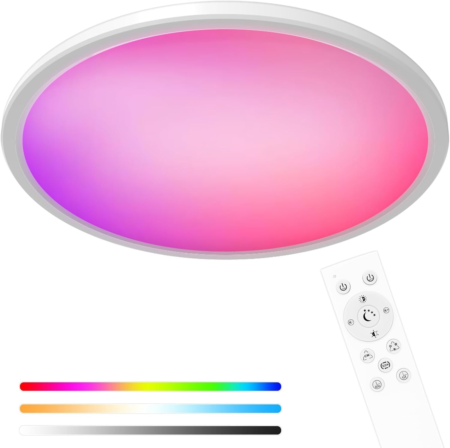 Round Dimmable LED Ceiling Light 3 Color Temperature with RGB Mode