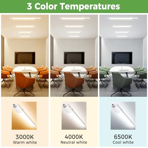 2FT LED Batten Lights 18W 1960LM Super Bright, 3000/4000/6500K Selectable Ceiling Mount Tube Lights, IP65 Waterproof Shed Garage Lightinging for Kitchen Office Workshop[Energy Class B] #3