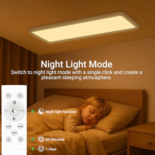 LED Flat Panel Light with Remote 22.8x7.8 Inch, 32W 3500LM 3000K-6500K Color Temperature, Dimmable Flush Mount Ceiling Light Fixture for Kitchen Bedroom Garage #4