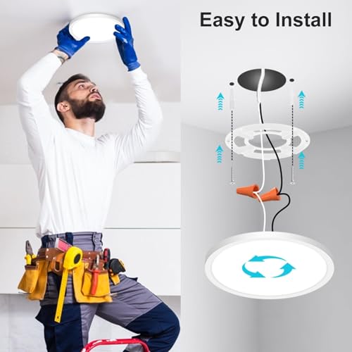 Easy installation diagram for 7-inch LED ceiling light flush mount
