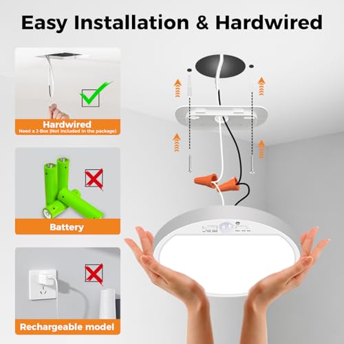 Fastlighting hardwired motion sensor ceiling light for easy installation