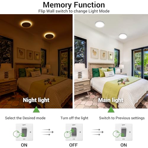 3W amber nightlight mode of the LED ceiling light for relaxing sleep