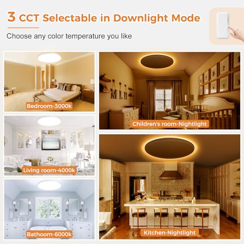 LED Deckenleuchte, 36W 4200LM Deckenlampe Flach Dimmbar mit Fernbedienung, 1800K Nachtlicht Warm, 3000K-6500K, Ultra Dünn Schlafzimmer Lampe für Schlafzimme Wohnzimmer Kinderzimmer-Rund Weiss[E #6