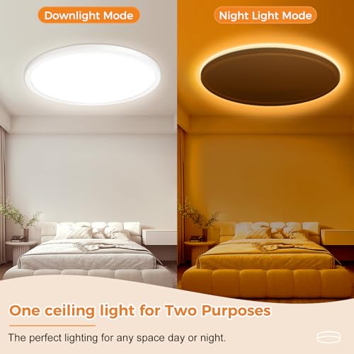 LED Deckenleuchte, 36W 4200LM Deckenlampe Flach Dimmbar mit Fernbedienung, 1800K Nachtlicht Warm, 3000K-6500K, Ultra Dünn Schlafzimmer Lampe für Schlafzimme Wohnzimmer Kinderzimmer-Rund Weiss[E #3
