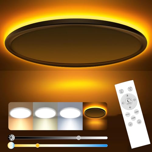 Dimmable Ceiling Light with Remote Control,1800K Night Light, 3000K-6500K Selectable