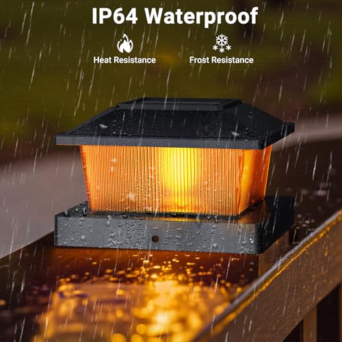 IP64 waterproof rating displayed for outdoor solar post lights