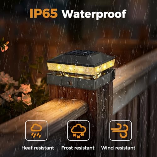 Solar post light with IP65 waterproof rating for outdoor use