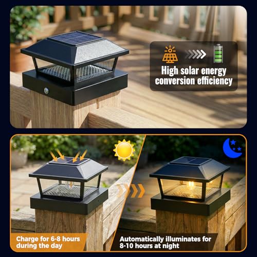 solar panel charging the post light during daytime for nighttime illumination
