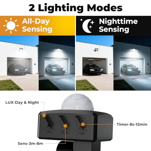 two lighting modes available on the motion sensor flood light