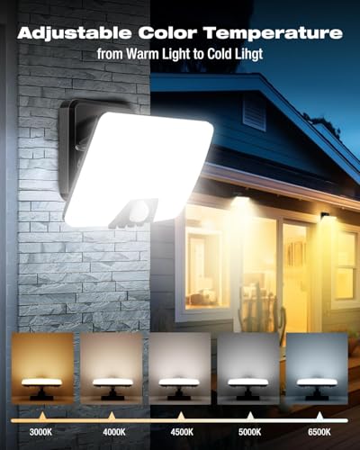 adjustable color temperature from 3000K to 6500K on motion sensor floodlight