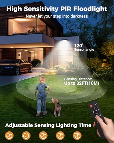PIR motion sensor detection range for outdoor security flood light