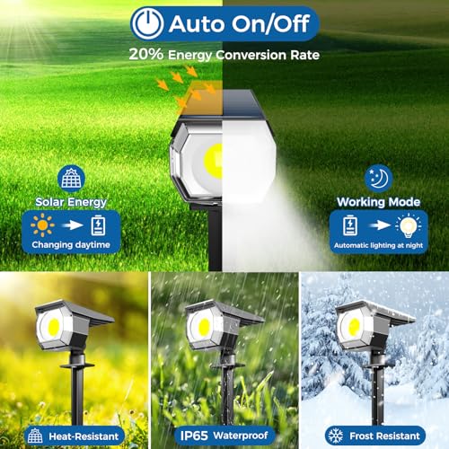 Auto-charging and waterproof IP65 solar spot light for outdoor use