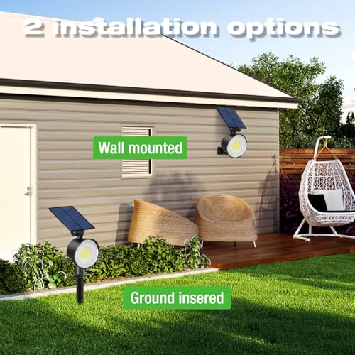 two installation options: stake and wall mount for solar spot light