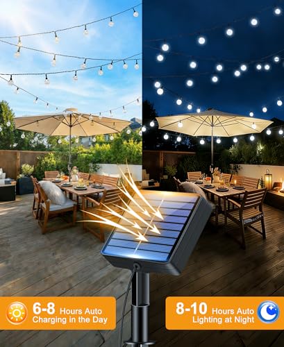 Solar string lights with auto on/off sensor for dusk to dawn illumination