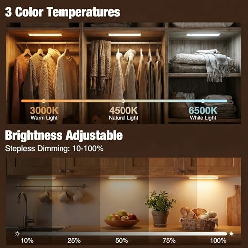 CCT and dimming controls showing 3 color temperatures and adjustable brightness levels