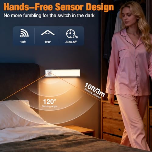 motion sensor detection distance illustrated for the rechargeable under cabinet light