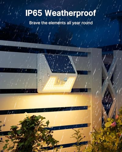 Solar wall light with IP65 weatherproof construction for outdoor use