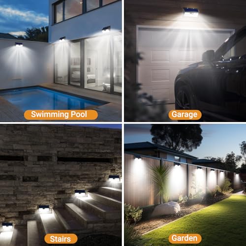 Solar wall lights installed in application scenarios: swimming pool, garage, stairs, garden
