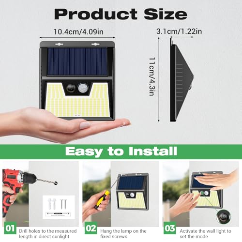 Product size and installation guide with mounting instructions