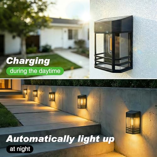 Solar charge cycle diagram showing sunlight charging the panel during the day and lighting at night.